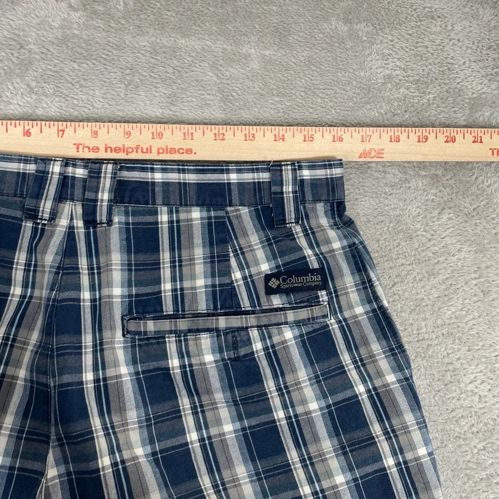 Columbia‎ Plaid Shorts Mens 32 Blue Cotton Outdoor Hiking Casual Gorpcore